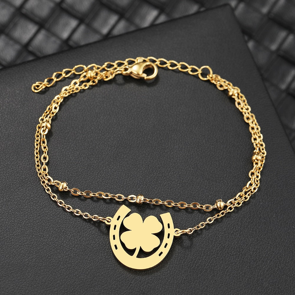 Bracelet AILUOR Acier Inoxydable Forme D - Manille Fashion, Or Ou Argent