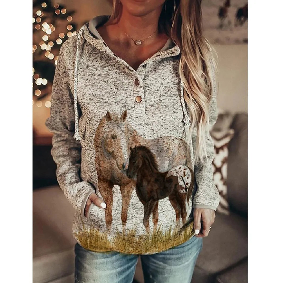 Sweat-shirt De Course Western Turn N Burn Barrel - Thème Cheval, Fer à Cheval - Neuf Sans étiquettes