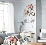 Sticker Mural Cheval Fleurs Chic