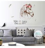 Sticker Mural Cheval Fleurs Chic