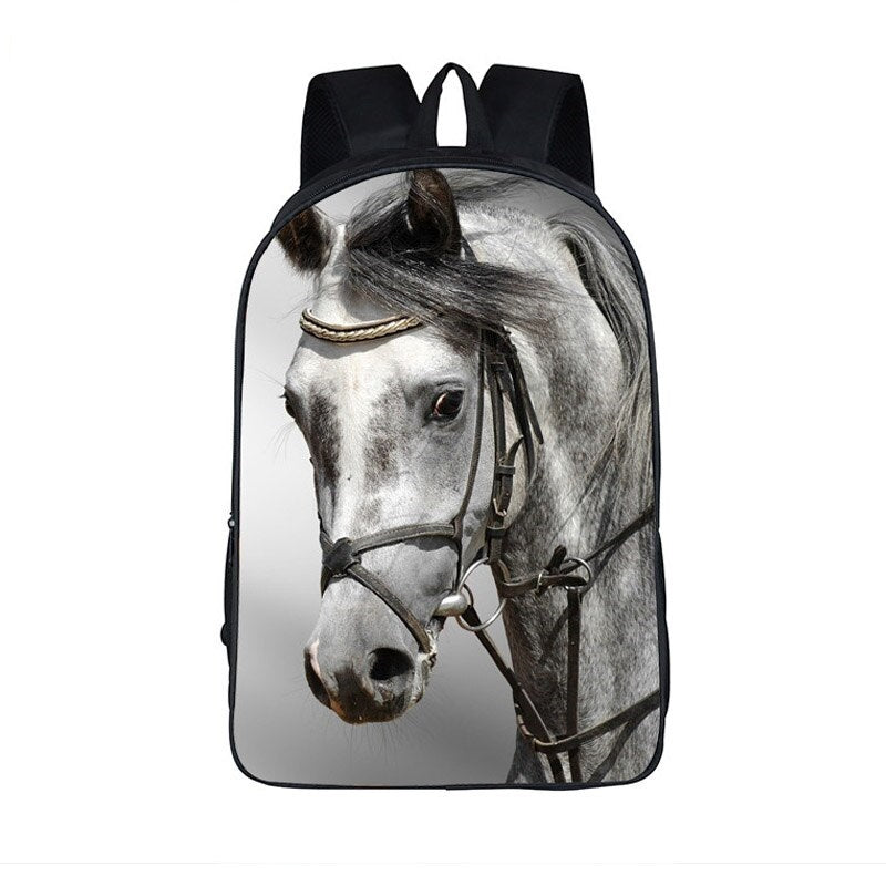 Sac À Dos Blanc Cheval Running Sac D'École[H5593] - Bagagerie