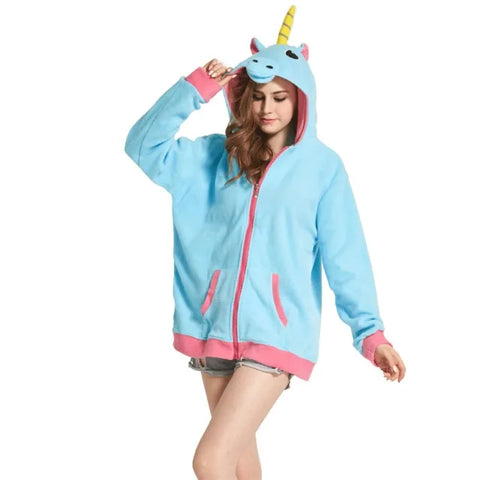 Sweat à Capuche Kigurumi Licorne Bleu Ciel