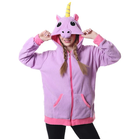 Sweat à Capuche Kigurumi Licorne Rose