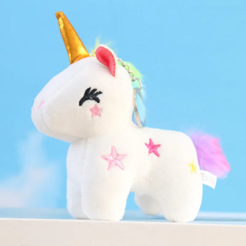 PORTE-CLÉS LICORNE EN PELUCHE BLANCHE