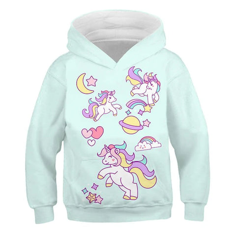 Sweat à Capuche Licorne Kawaii Céleste