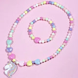 Set Collier & Bracelet Licorne "Cartoon Pastel"