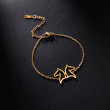 Bracciale Cavallo "Doppia Testa Acciaio Oro"