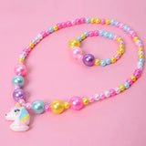 Set Collier & Bracelet Licorne "Cartoon Pastel"