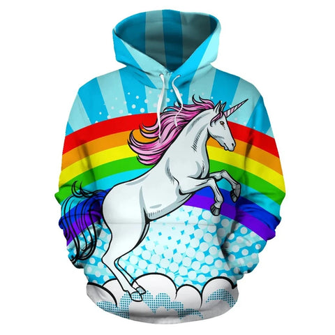Sweat à Capuche Licorne Saut Arc-en-Ciel