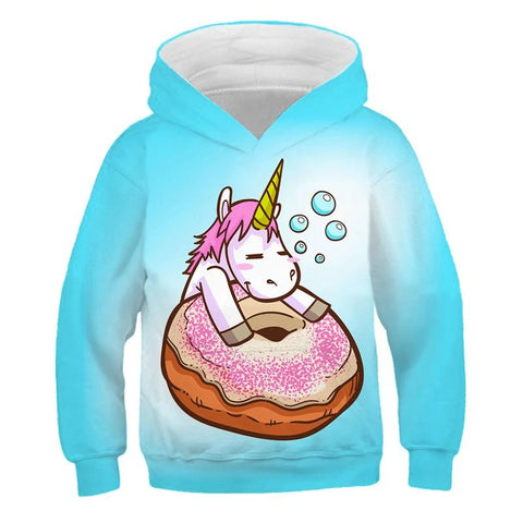 Sweat à Capuche Licorne Endormie Donut