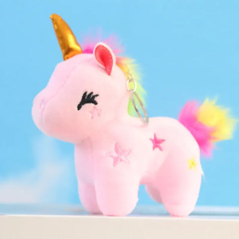 PORTE-CLÉS LICORNE EN PELUCHE ROSE PÂLE