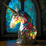 Lampe Licorne Vitrail Élégante