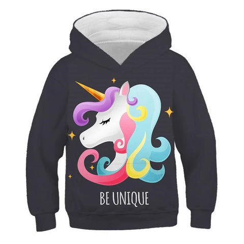 Sweat à Capuche Licorne "Be Unique" Mignonne
