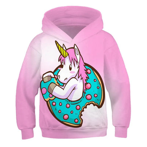 Sweat à Capuche Licorne Gourmande Donut Bleu