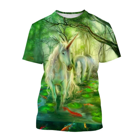 T-Shirt Licorne Forêt Émeraude