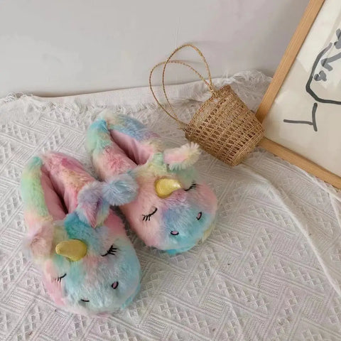 Chaussons Licorne Arc-en-ciel