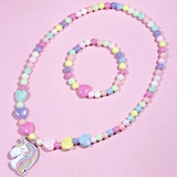 Set Collier & Bracelet Licorne "Cartoon Pastel"