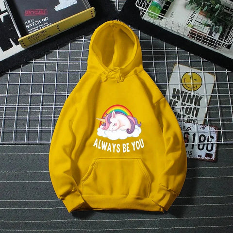 Sweat à Capuche Licorne Jaune