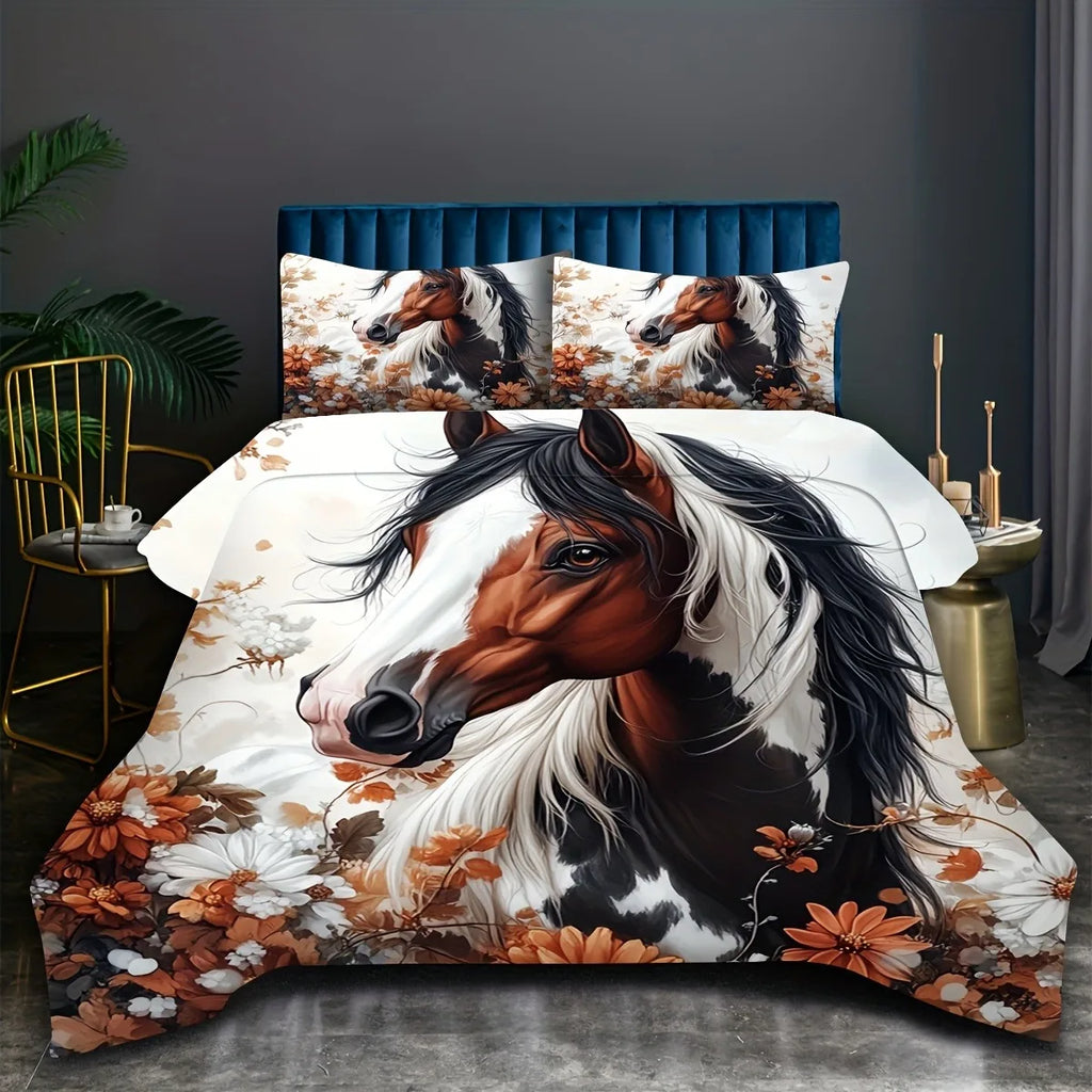 Housse de Couette - Microfibre - Motif cheval en impression 3D - Rose Housse de Couette - Microfibre - Motif cheval en impression 3D - Rose