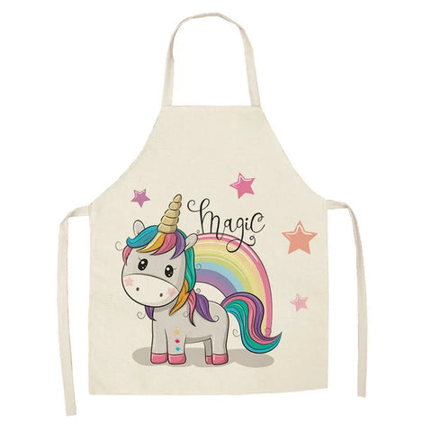 Tablier Blouse Licorne Arc En Ciel Pour Enfants - À Carreaux, Manches Longues, Idéal École Et Travaux Manuels