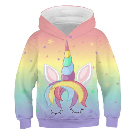 Sweat à Capuche Licorne Arc-en-Ciel Pastel
