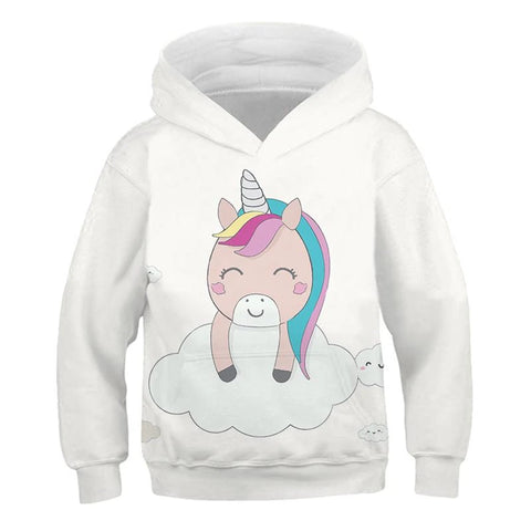 Sweat à Capuche Licorne Mignonne sur Nuage