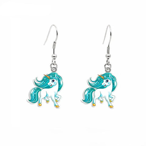 Boucles d'Oreilles Pendante Licorne