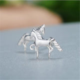 Boucles d'Oreilles Cheval Dressage au pas (Argent)