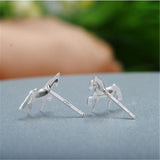 Boucles d'Oreilles Cheval Dressage au pas (Argent)