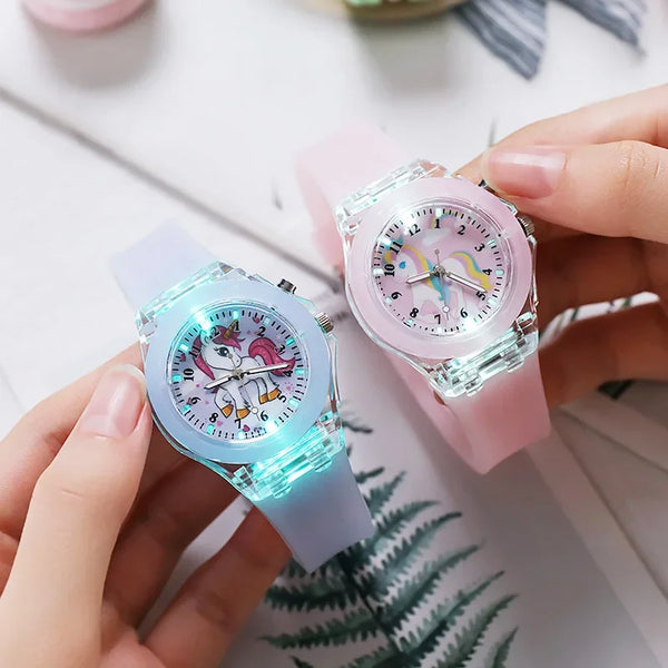 Montre Pour Fille Avec Bracelet Licorne Lumineux – Multifonction, Sport, Neuve Avec étiquettes