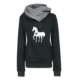 Pull Fille Motif Cheval Capuche