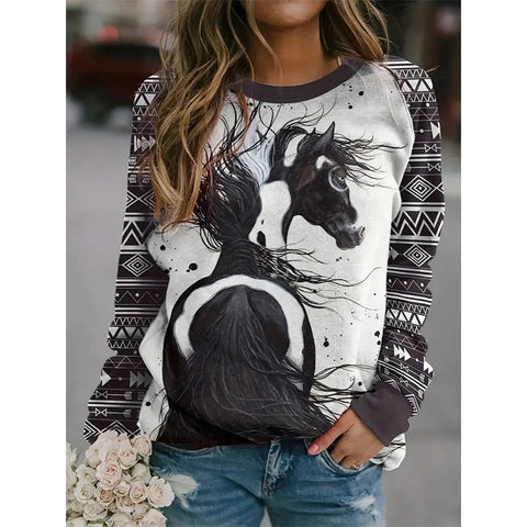 Sweat Fille Motif Cheval