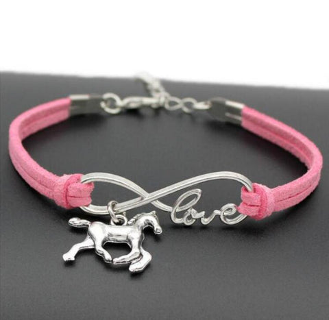 Braccialetto Ragazze Con Ciondolo Cavallo E Perle Rosa - Regolabile E Portafortuna - Gioiello Amicizia Per Bambine E Donne - Regalo Con Biglietto Ispirazionale