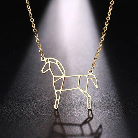 Collier Cheval Origami Or