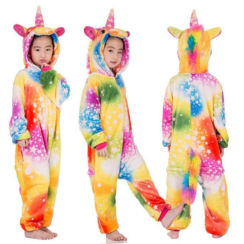 Pigiama Intero Bambina Onesie Unicorno Arcobaleno Si Illumina al Buio Pigiama Intero Bambina Onesie Unicorno Arcobaleno Si Illumina al Buio