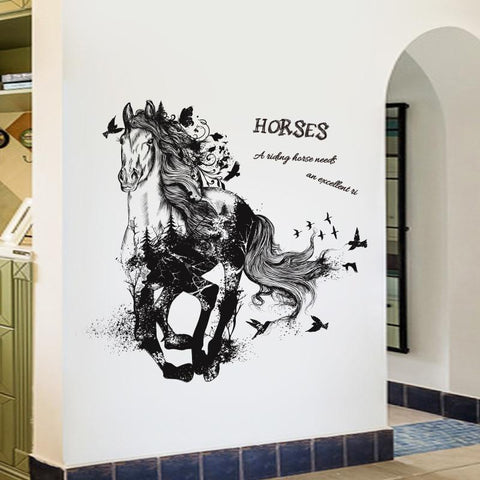 Little Deco DL475 Autocollants muraux, au motif de chevaux, taille L 80 x  56 cm (l x H), poney, sticker mural, pour fille, chambre d'enfant :  : Bébé et Puériculture