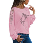 Tee Shirt Fille Cheval Rose